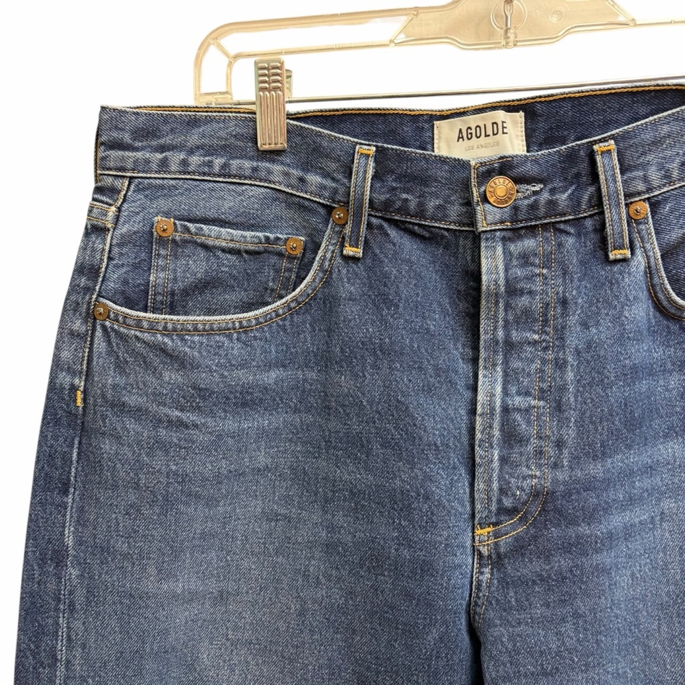 AGOLDE Parker High Rise Straight Leg Jeans Cropped Medium Wash - Picture 4 of 8